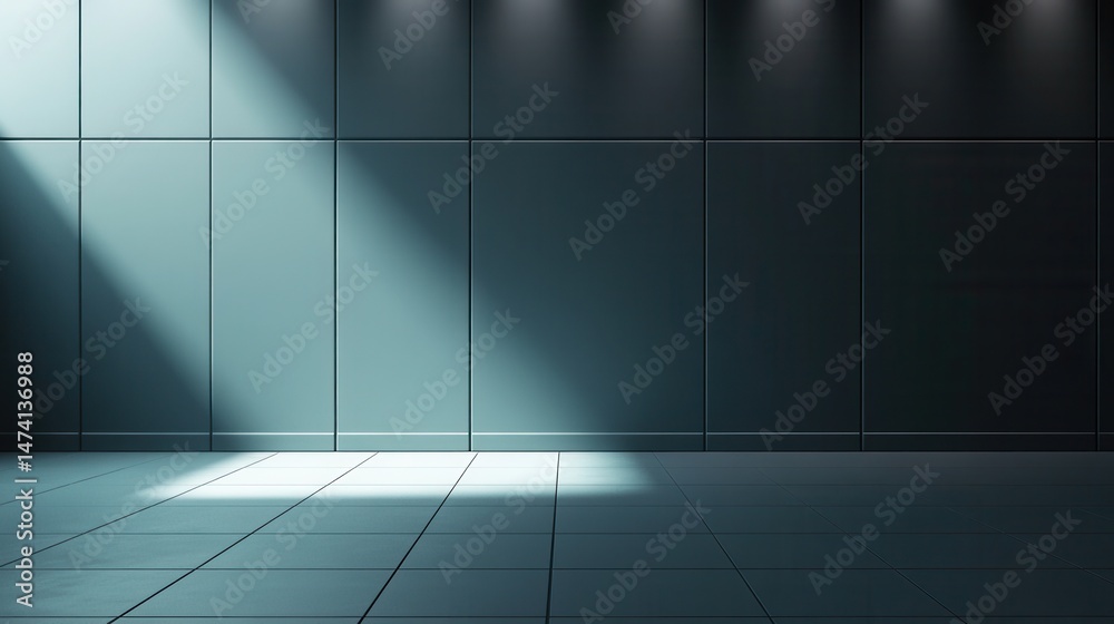 Empty modern interior, illuminated by spotlights Empty modern interior, illuminated by spotlights