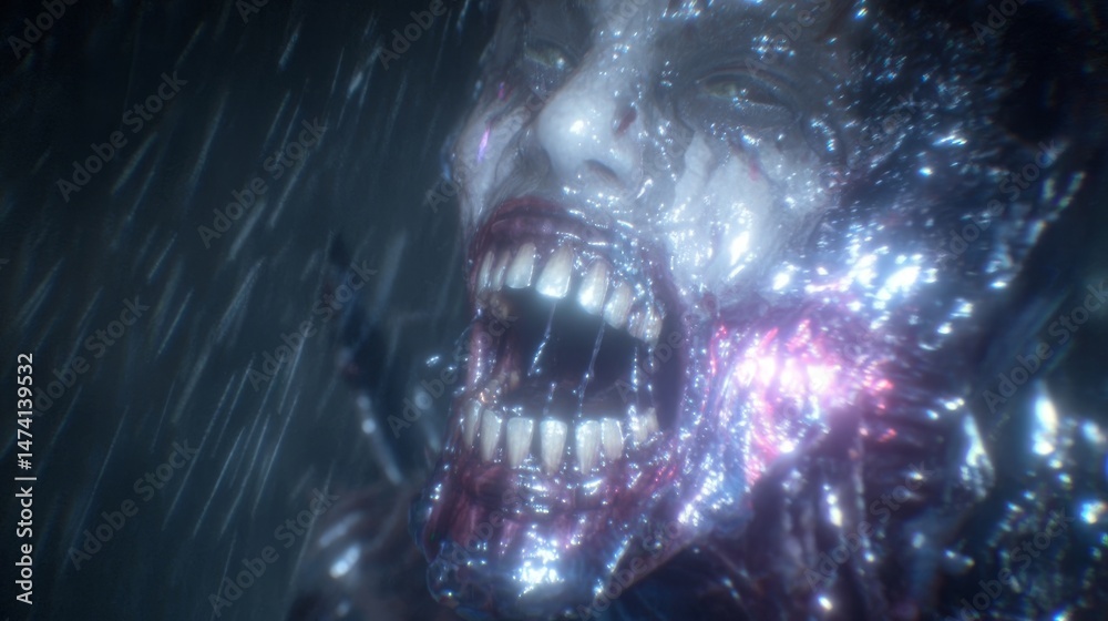 Fototapeta premium The Unknown Depths Yield a Haunting Emerging Alien Predator