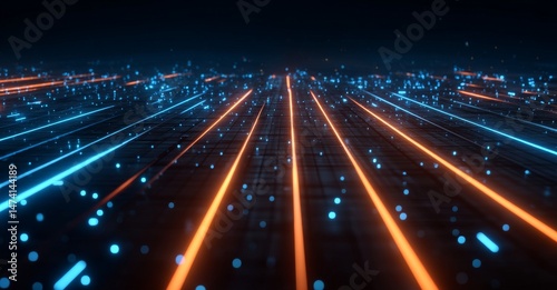The scene features a sci-fi spaceship flying through a tunnel corridor  exemplifying futuristic abstract seamless technology for tech titles and backgrounds  with a focus on graphic networks  big