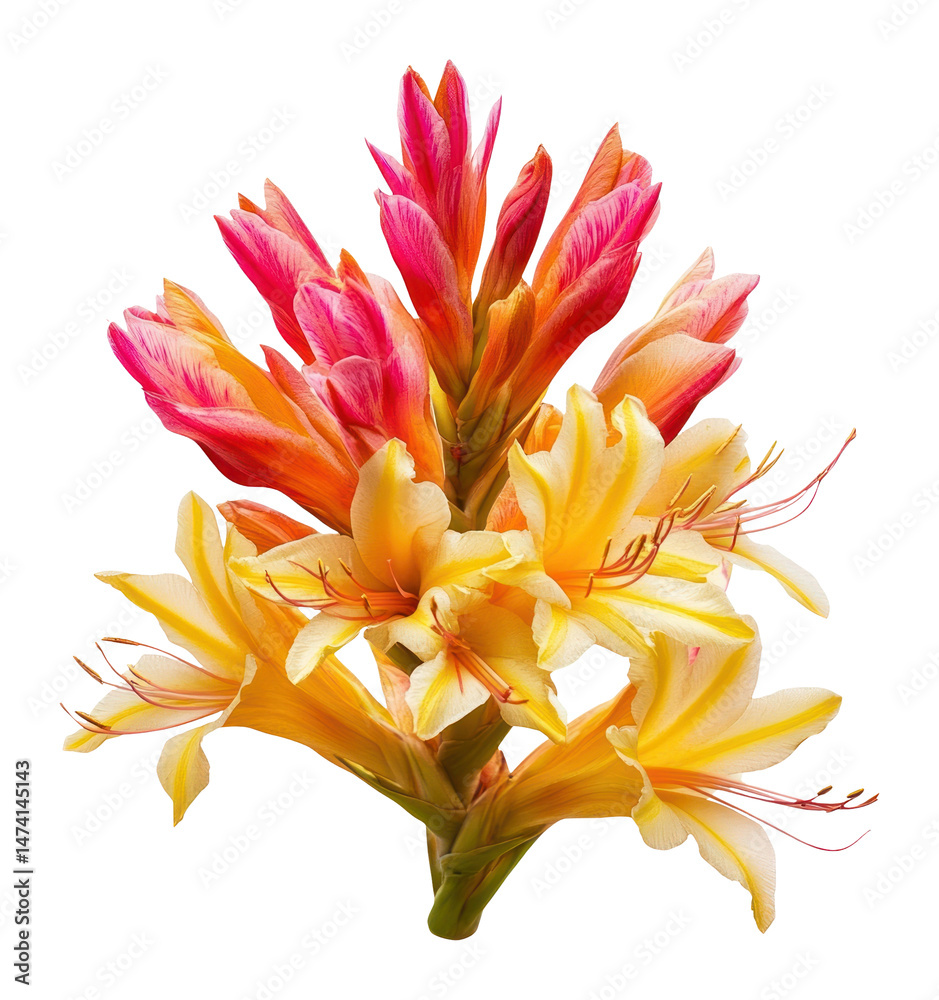 Obraz premium PNG Tropical summer flower illustration arrangement botanical.