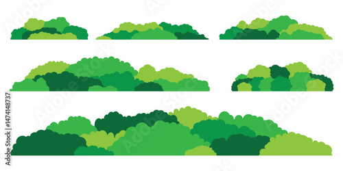 Green bushes. Set of grass bush isolated on white background. Green grass collection. Bush with beautiful. Flat vector illustration.