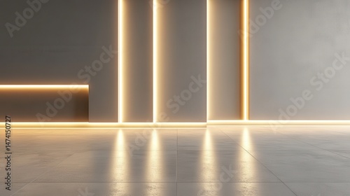 Wallpaper Mural Minimalist, modern interior design with glowing accent lines Torontodigital.ca