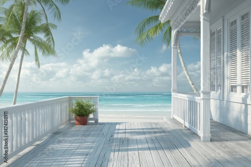 Fototapeta Naklejka Na Ścianę i Meble -  Tropical beach house veranda