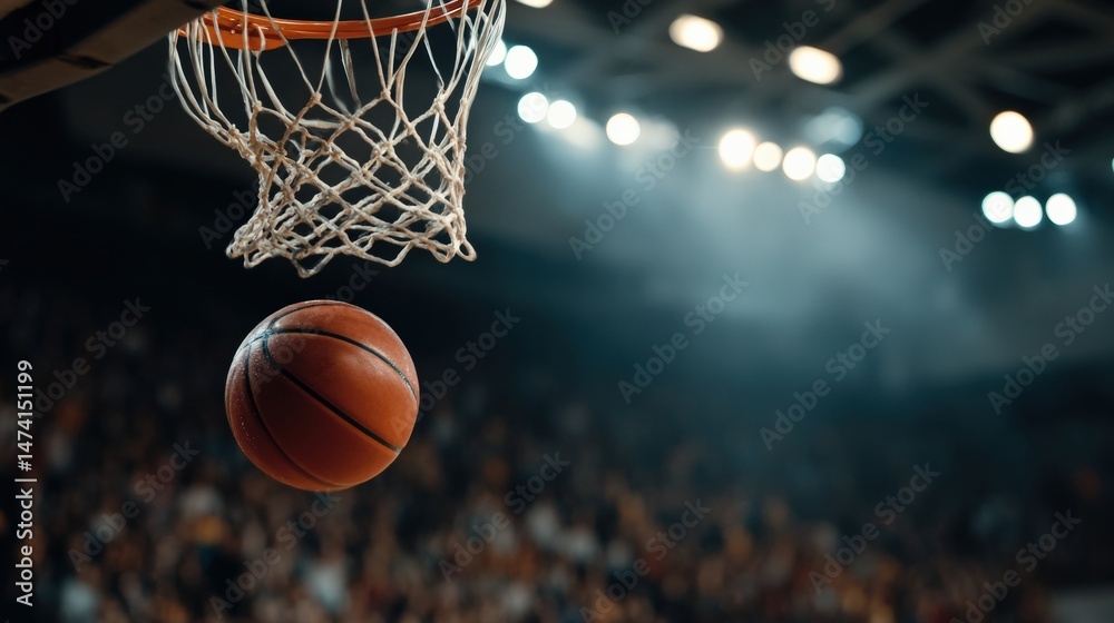 Fototapeta premium Basketball swishing through a hoop