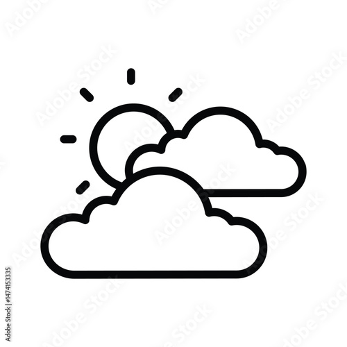 A sun peeking through clouds, representing partly cloudy weather vector design