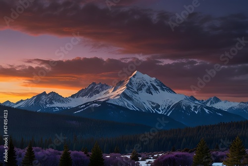 Majestic Sunset Over Snow-Capped Mountains