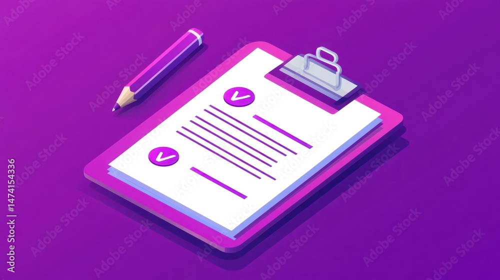 Clipboard with documents and pencil