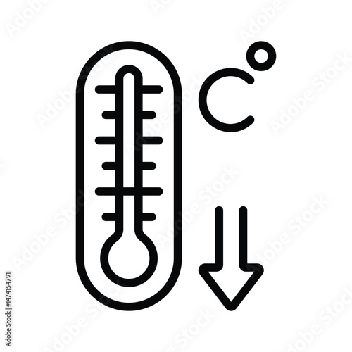 A thermometer with a dropping scale, representing cold weather.