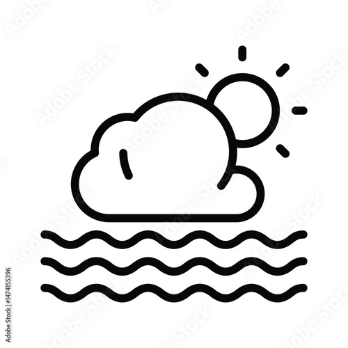 A sun peeking through clouds, representing partly cloudy weather vector design