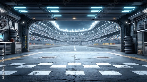 Futuristic Race Garage Pit Stop to Victory.