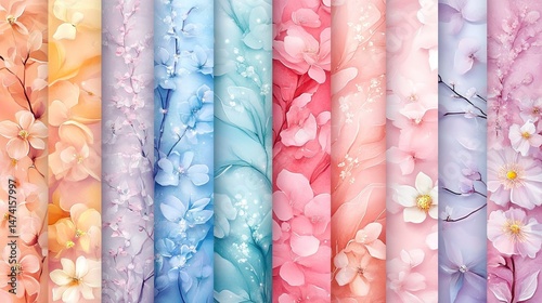 Abstract colorful background with flowers, a vibrant textile pattern texture
