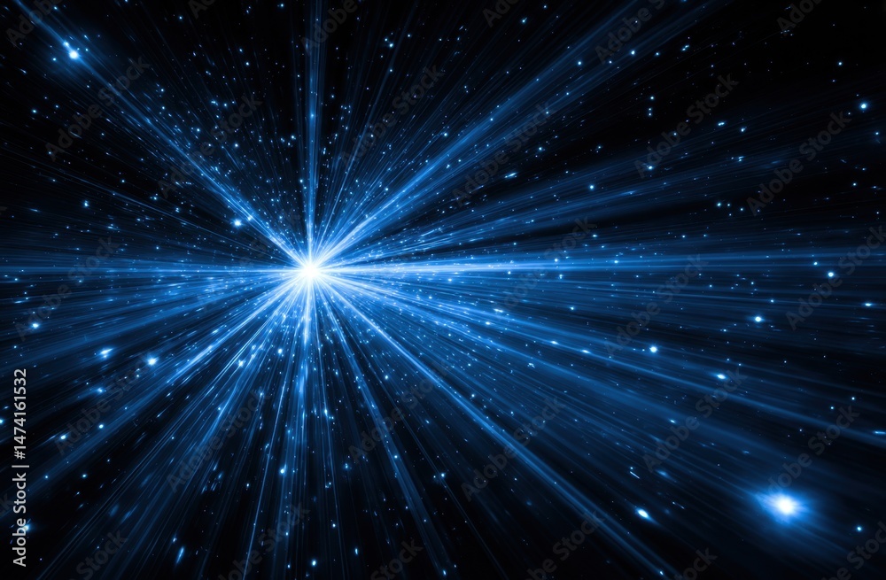 Fototapeta premium Blue light speed background with starburst effect