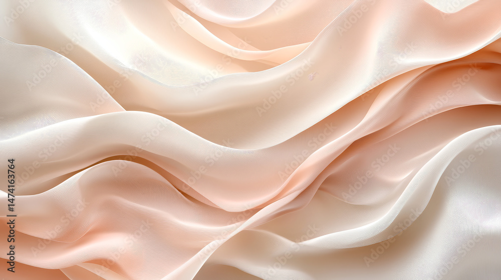 Obraz premium Soft, flowing fabric with a gradient of peach and cream colors