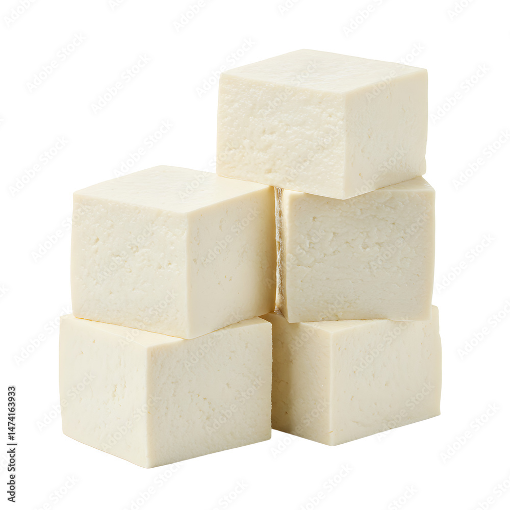 Stacked Cubes of Fresh Tofu Isolated on White Background Close-up Stacked Cubes of Fresh Tofu Isolated on White Background Close-up