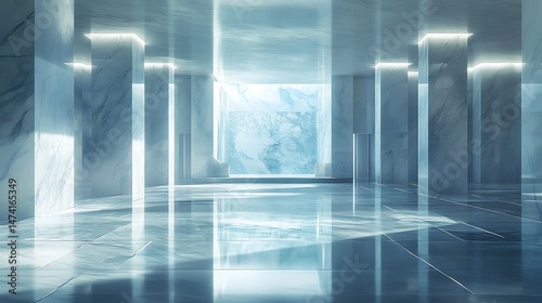 Wallpaper Mural Serene marble architecture with luminous accent lighting and reflective floor Torontodigital.ca