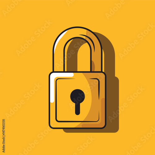 Flat Design Lock Icon for Security Concepts