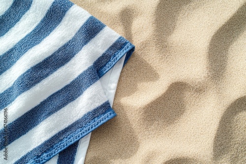 Striped beach towel on sand (1)
