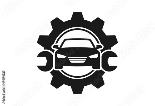 Automotive Repair Logo Car Gear Wrench Service Symbol