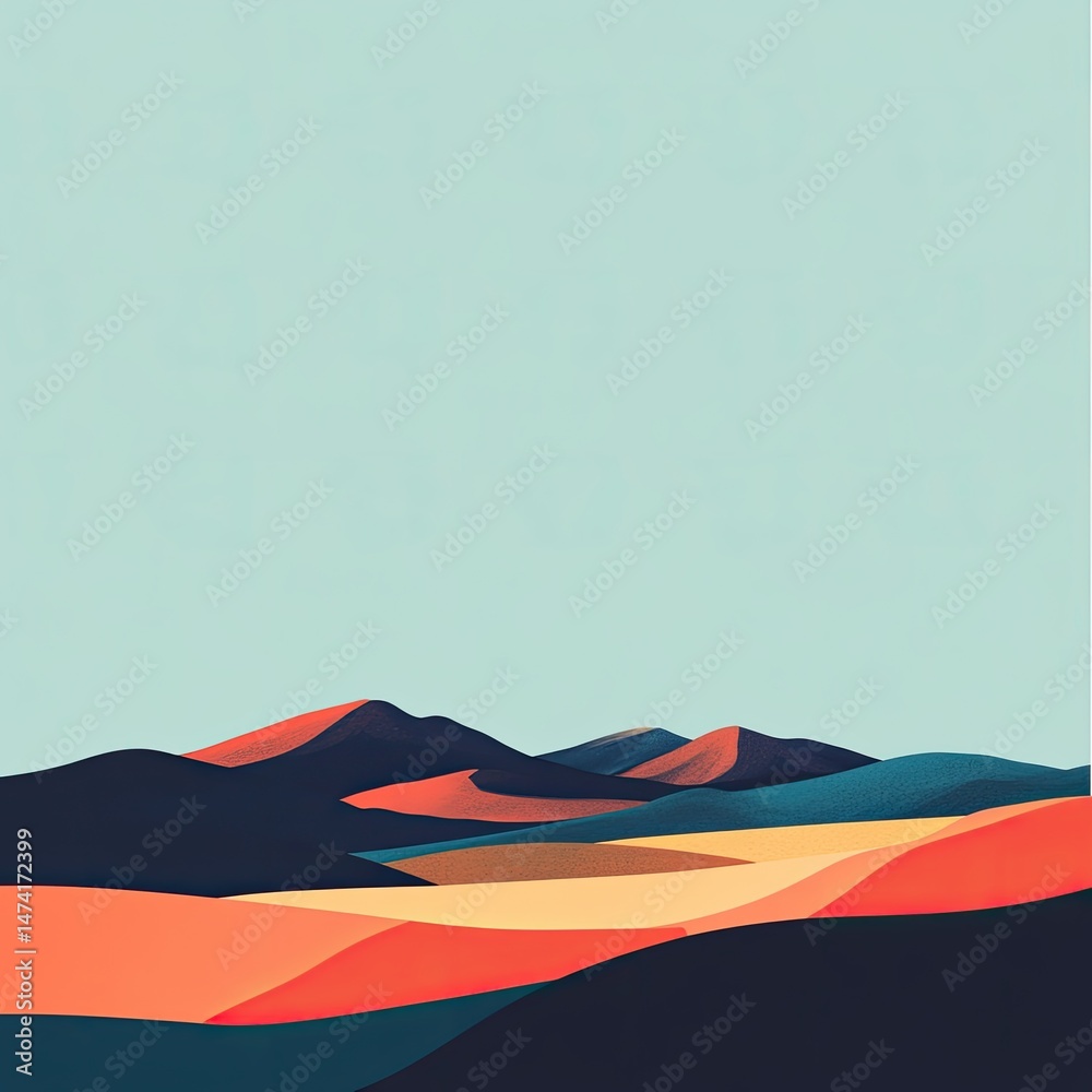 Naklejka premium Desert landscape, stylized illustration with soft colors