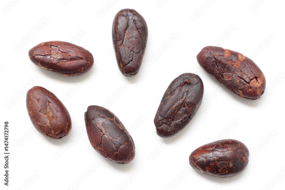 Brown cocoa beans isolated on white background Brown cocoa beans isolated on white background