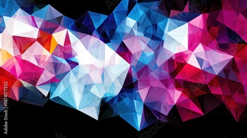 Abstract Geometric Colorful Shapes Creating A Vibrant Composition On Black