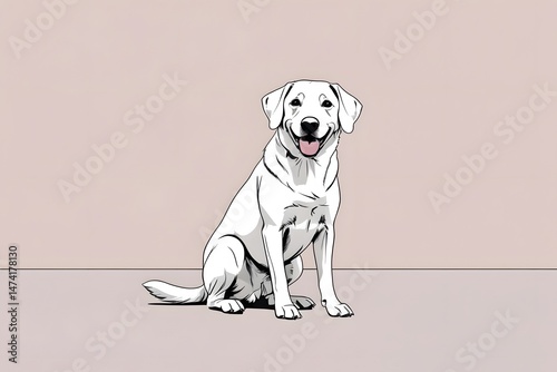 Happy White Labrador Retriever Sitting Against a Neutral Background