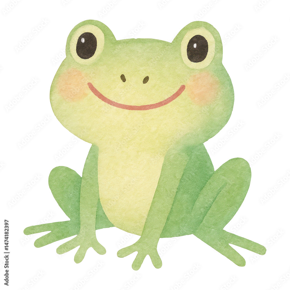 Obraz premium PNG Cute watercolor frog illustration.