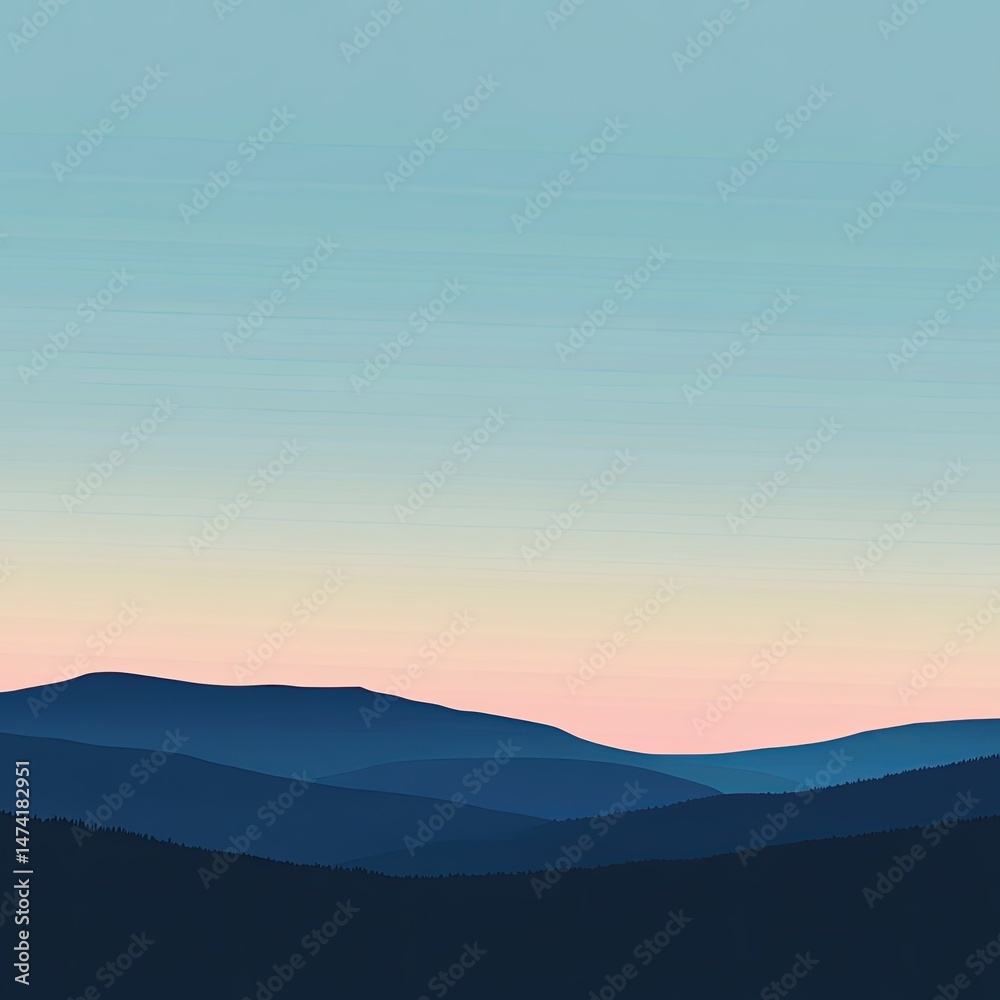 Fototapeta premium Silhouette of mountain range at dawn