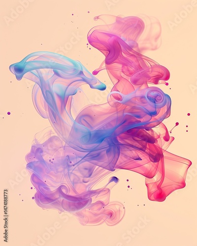 Colorful abstract smoke art flow swirl isolated on white background