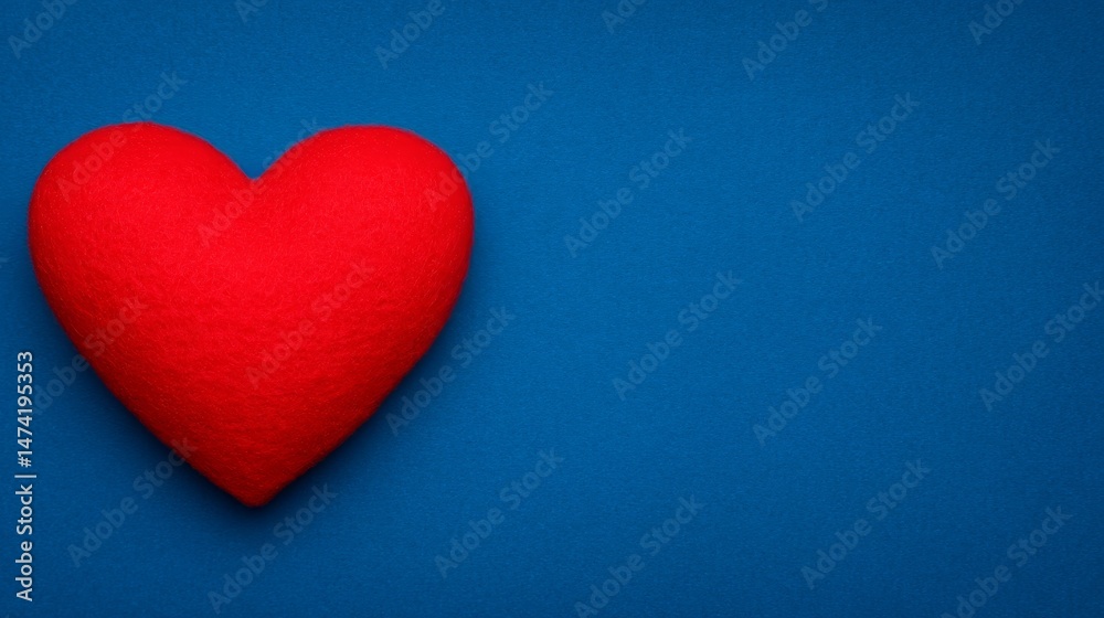 Fototapeta premium A red heart is held by hands on a blue background, created using ai generative techniques