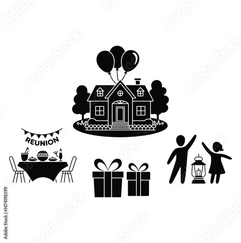 Colorful family reunion graphic for gathering posters