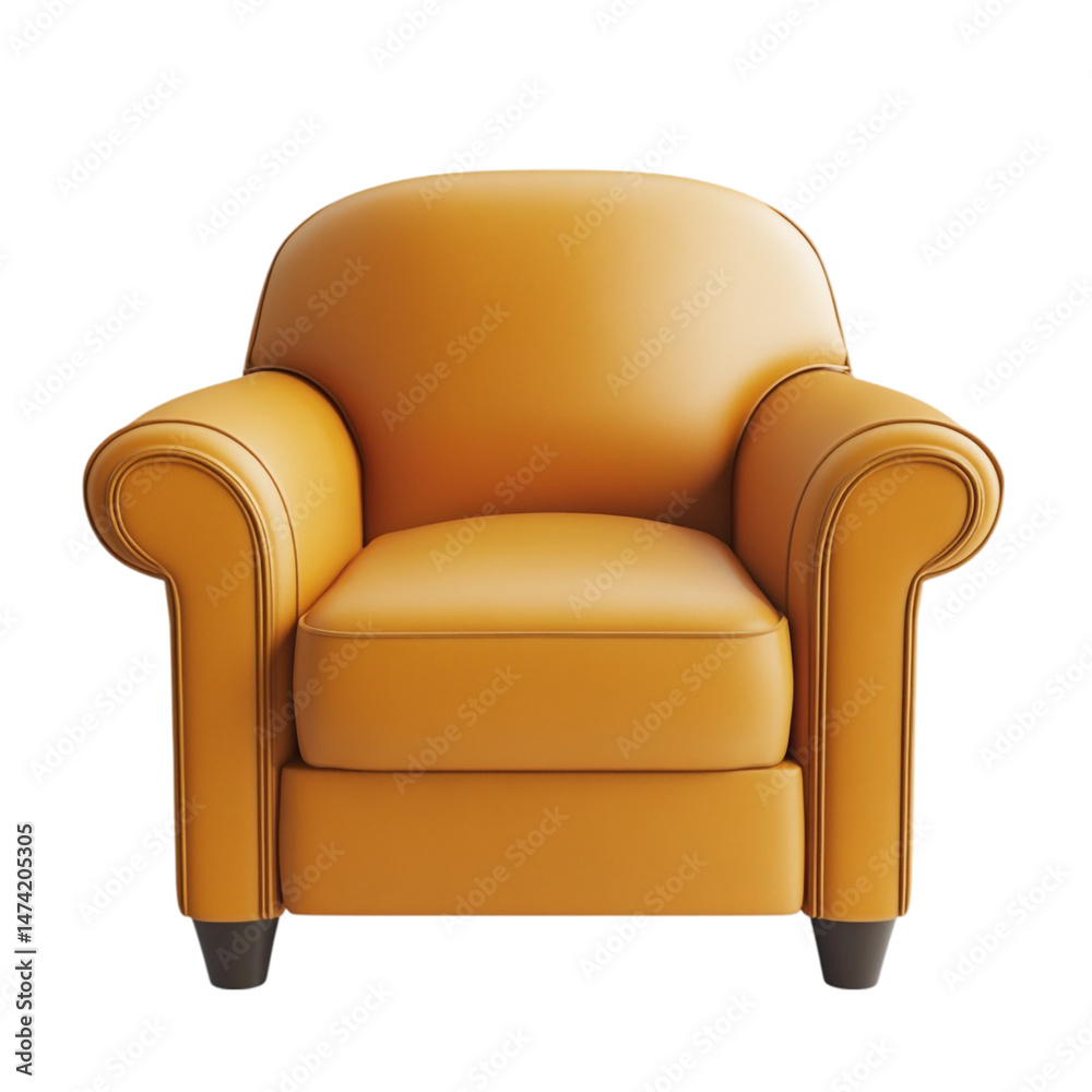 Orange leather armchair isolated on white background stylish home furniture design Orange leather armchair isolated on white background stylish home furniture design