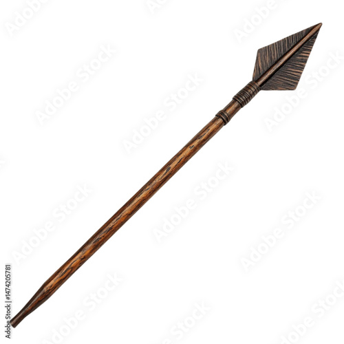Wooden spearhead ancient weapon hunting tribal artifact history design