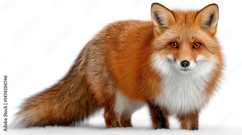 Obraz premium Majestic Red Fox on White Background.