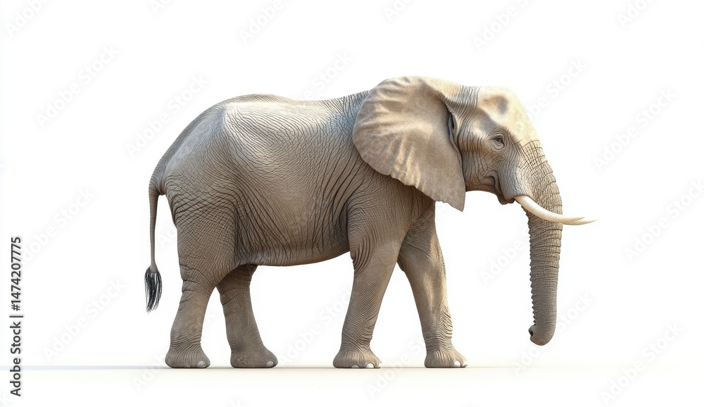 Obraz premium Beige Low Poly Elephant on White Background
