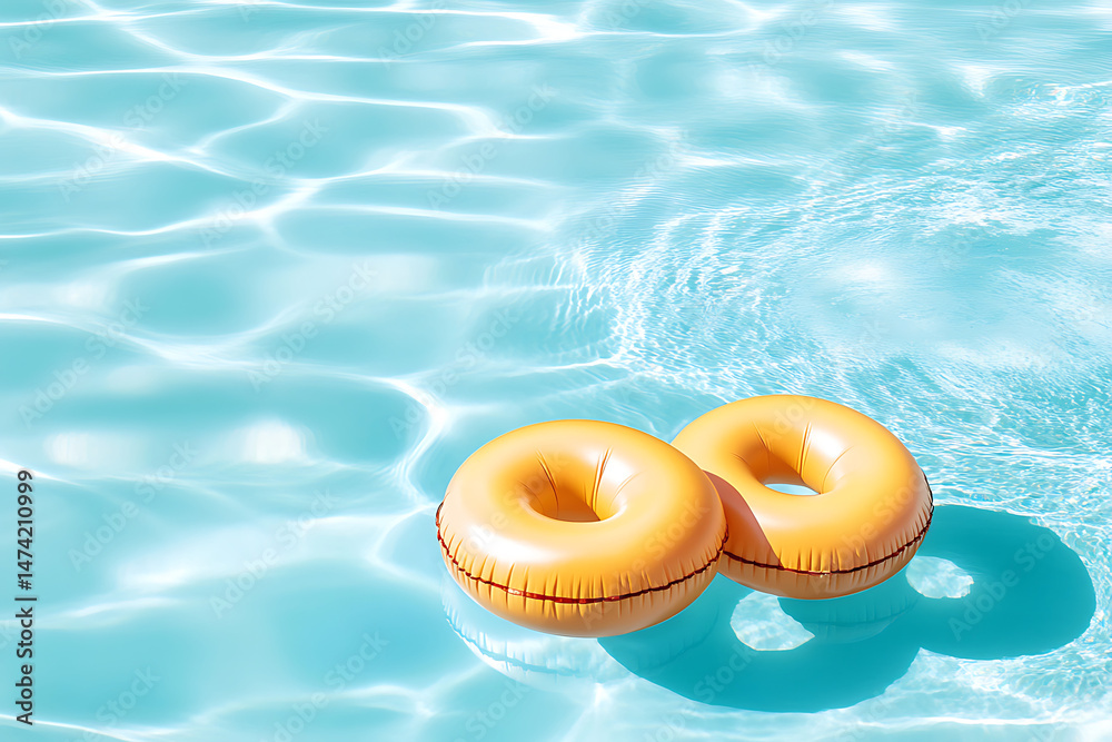 Naklejka premium Pool floats with summer, and blue water.