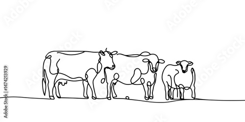 One continuous line drawing of Farmer activity. Agricultural concept. Doodle vector illustration in simple linear style.