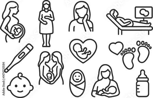 Vector illustration depicting elderly care, health support, and caregiving activities in a community setting