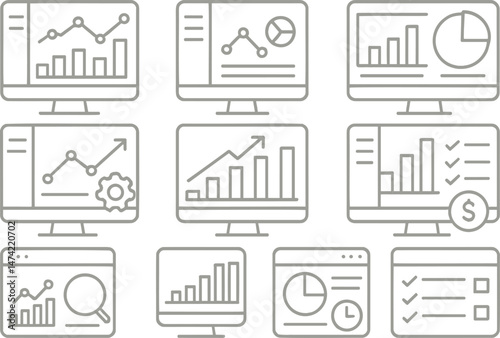 Vector illustration showing diverse groups of people engaging in various social interactions in a simple line art style