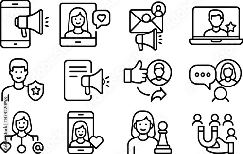 Vector illustration showcasing various elements of brand identity design and development in a creative workspace
