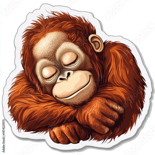 Sleeping Orangutan Illustration Close Up photo