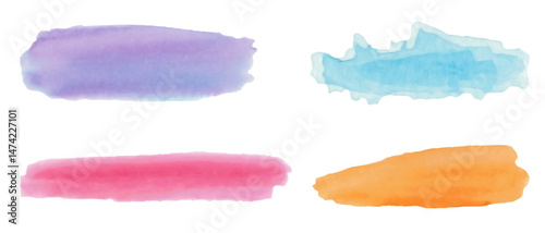Watercolor Brush Strokes, stains, splashes, backgrounds. Set. Vector. Isolated.