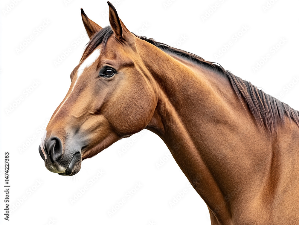 Fototapeta premium The Portrait Of A Horse Isolated On A White Background