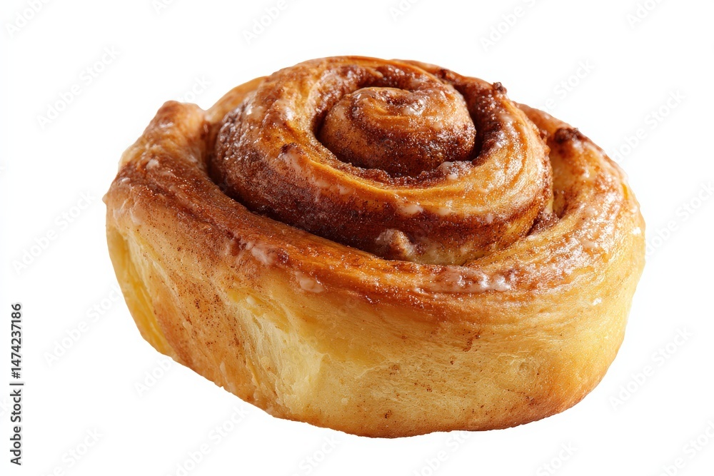 Fototapeta premium Sweet Cinnamon Roll, golden-brown baked pastry.
