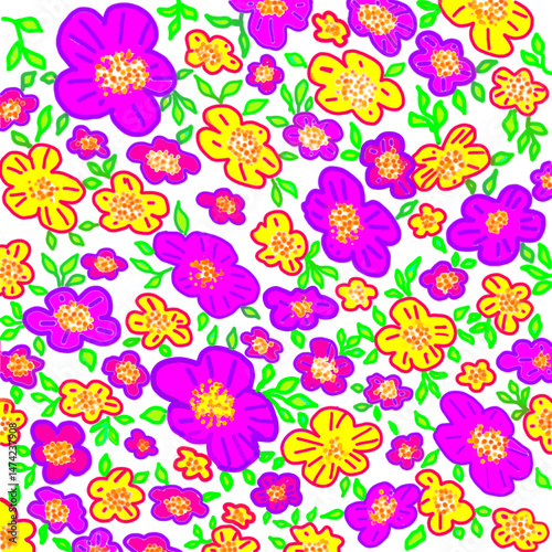 Wallpaper Mural Seamless floral pattern,Colorful and fun cherry blossoms  Torontodigital.ca