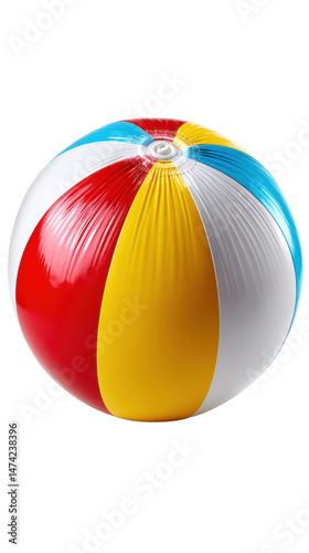 Beach Ball Summertime: This vibrant red, yellow and blue beach ball perfectly captures the fun and carefree spirit of a summer day at the beach.  