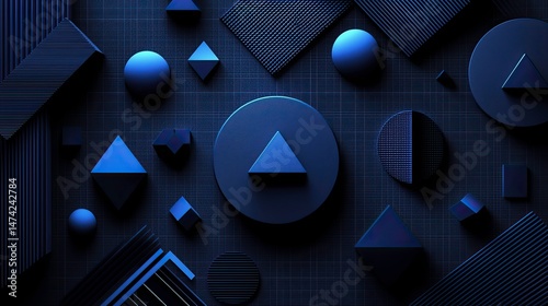 Abstract Neon Geometric Shapes in Clean Layout with Dark Background