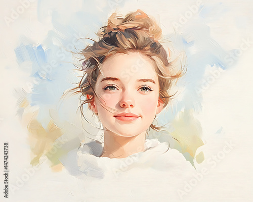Smiling girl portrait, soft light