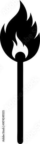 Burnt Matchstick End Silhouette Vector Illustration