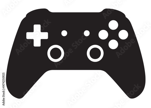 game controller silhouette vector illustration, game controller logo icon, gaming controller in black silhouette, logo icon of a gaming controller in black silhouette isolated on white background
